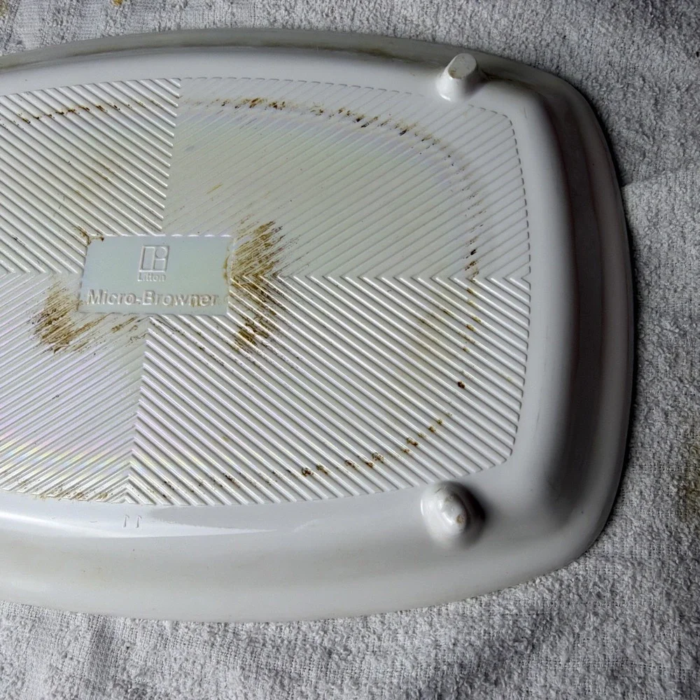 Vintage Litton Micro-Browner Microwave Browning Dish Tray Yellow Floral 8x11.5